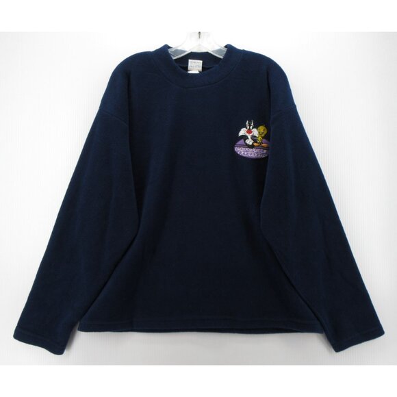 VINTAGE Looney Tunes Sweatshirt XL Sylvester Tweety Fleece 90s USA - Picture 1 of 11